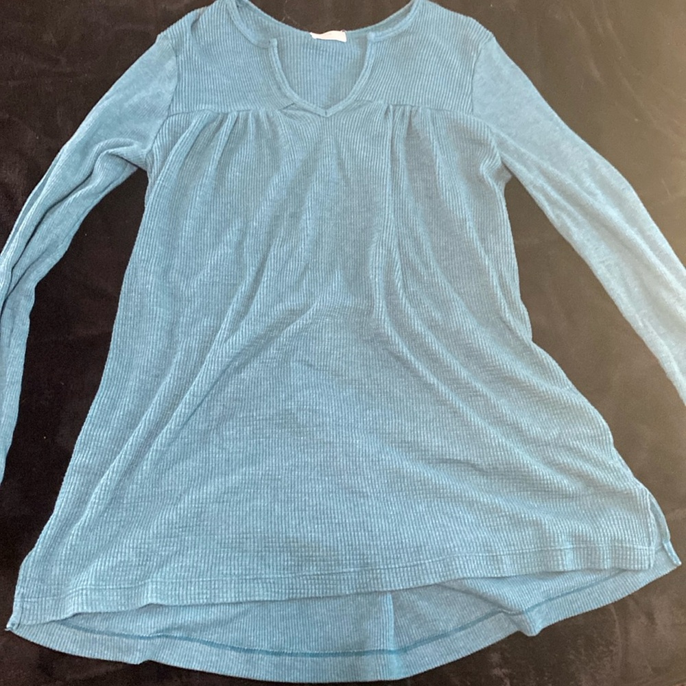 T.La teal long sleeve Henley.
